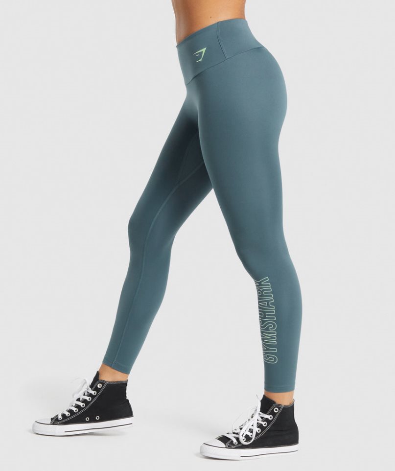 Women's Gymshark Training Graphic Leggings Navy | CA 03187A